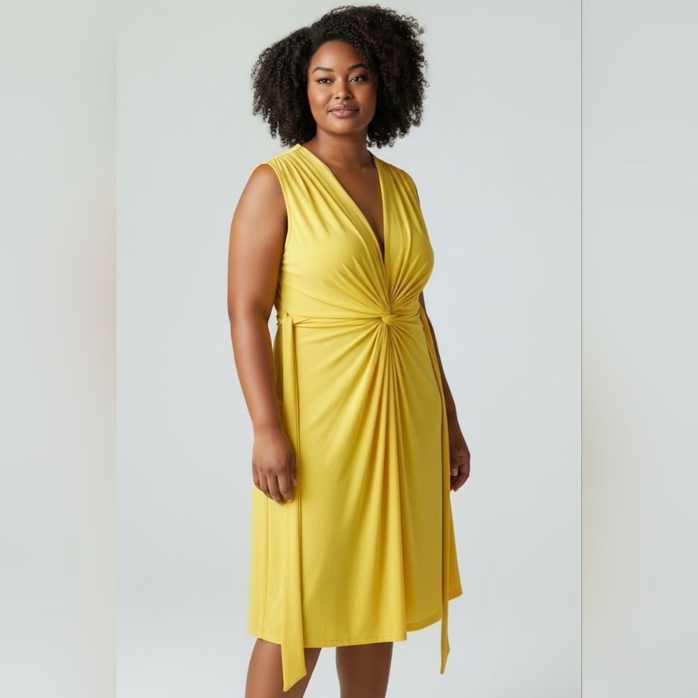 The Paragon Gather Knot Front Yellow Dress